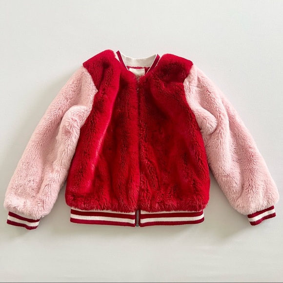 Cat & Jack Other - Cat and Jack Pink and Red Faux Fur Jacket
